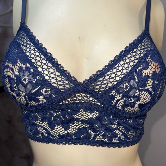 ELSE Petunia Longline Underwire Triangle Bra midnight navy size 32C - Picture 6 of 8